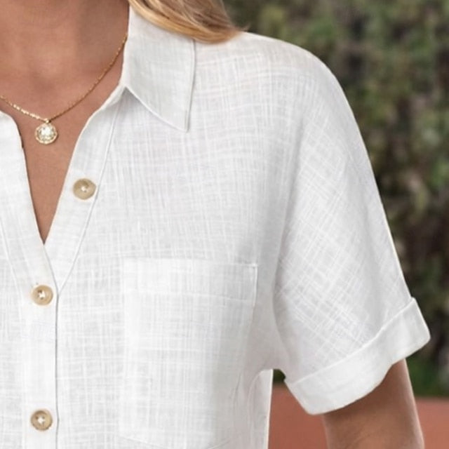 Women's 100% Cotton Shirt Linen Shirts Beach Shirt Button