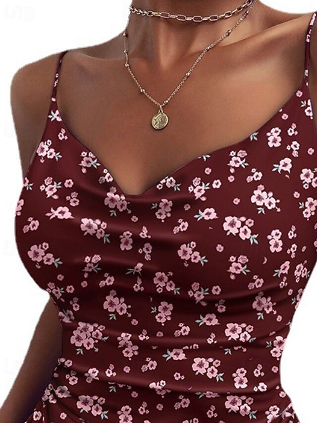 Women's Shirt Elegant Satin Top Blouse Print Backless