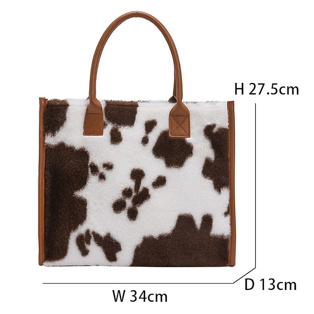 Tote Bag mit Kunstleder Leopardenmuster Braun Damen Fell