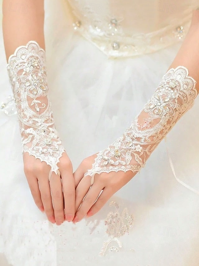 Lace Gloves – with Accessories Bridal Elegant Pearls Wedding