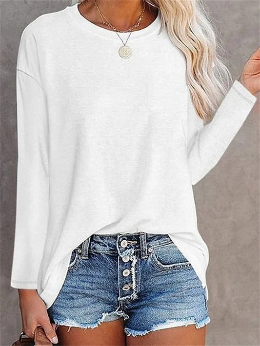 Women's T shirt Long Sleeve Crew Neck Long Sleeve Tunic