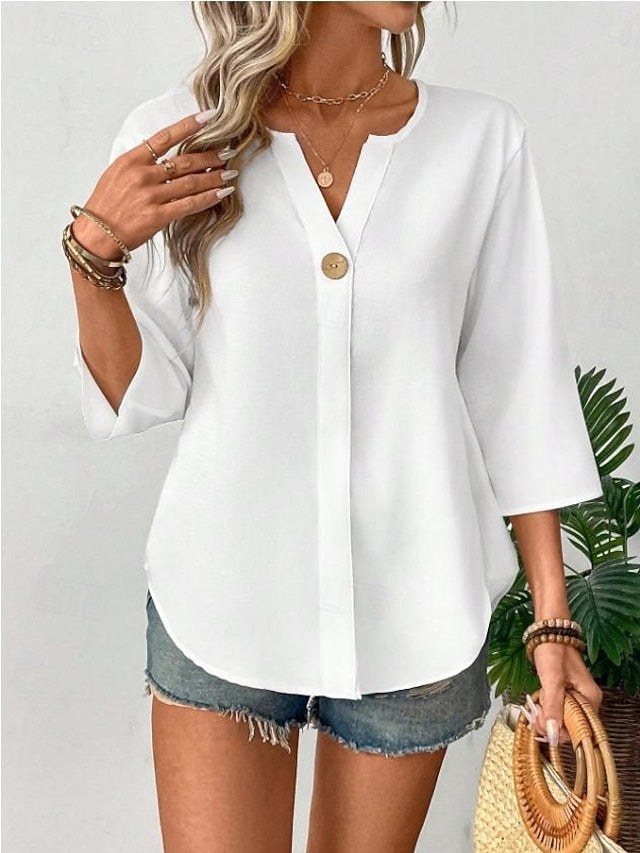 Women's Summer Shirt Casual Shirt Blouse Buttons Pullover