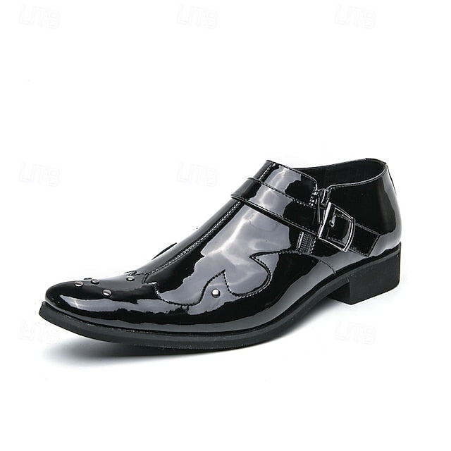 Leather Monk Shoes Men's – Strap Formal Black