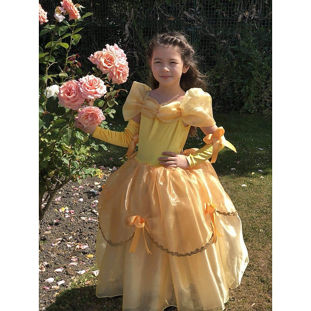 Girl's Flower Gloves Belle Princess with Off Dress
