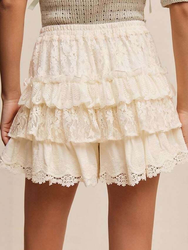 Women's Lace Skirt Fashion Casual Mini Mid Rise Skirts Lace