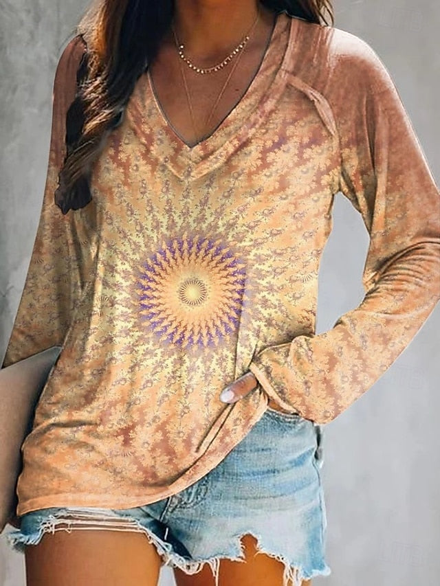 Women's T Shirt Print Floral Graphic Plants Elegant Bohemia