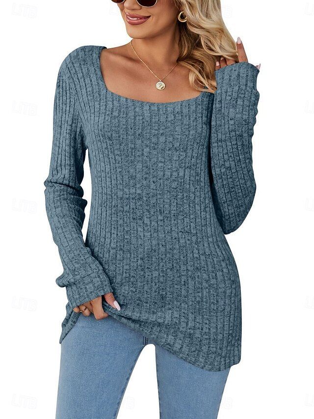 Women's Blouse Solid Color Stylish Casual Long Sleeve U