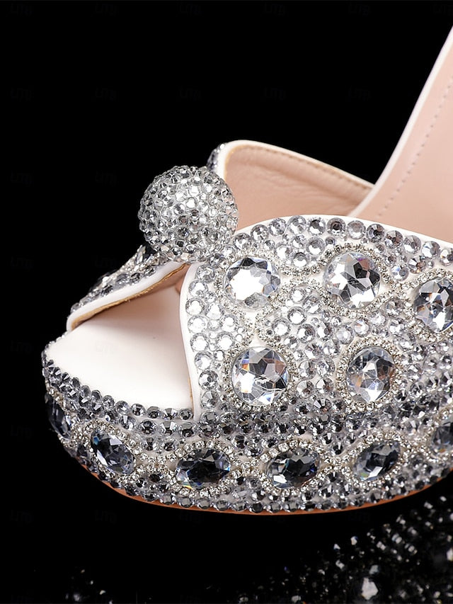 Glamorous Women's with Sandals Platform Crystal-Embellished