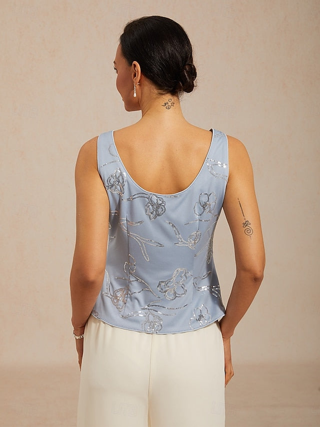 Women's Jacket Dressy Tops Twinset Sequins Floral Elegant