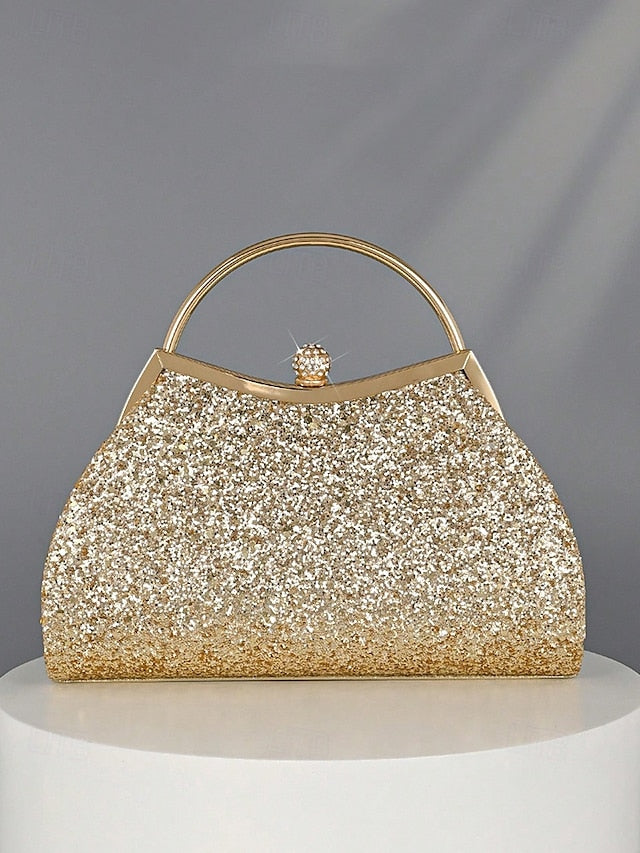 Women's Glitter Sequin Top Handle Clutch Bag, Sparkling
