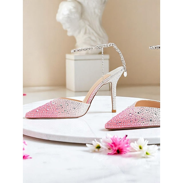 Crystal with - Women's Heels Gradient Stiletto Slingback