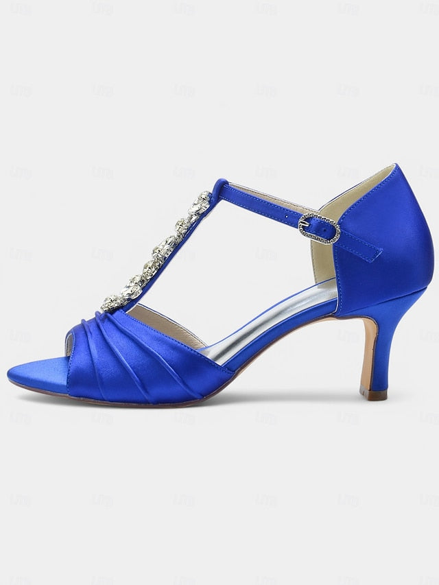 Detail Bridal Crystal Open-Toe Satin with – White Heels