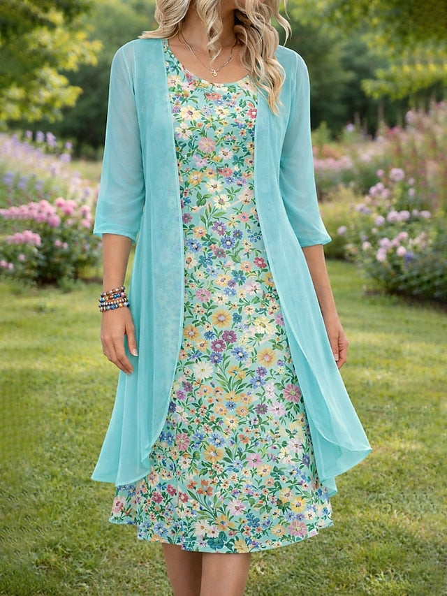 Women's Dress Set A Line Dress Elegant Vacation Floral