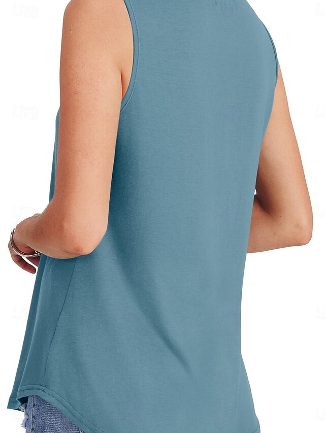 Women's Blouse Print Plain Active Casual Sleeveless Crew