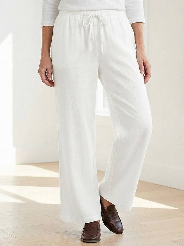 70% Linen Women's Linen Pants Culottes Wide Leg Wide Leg
