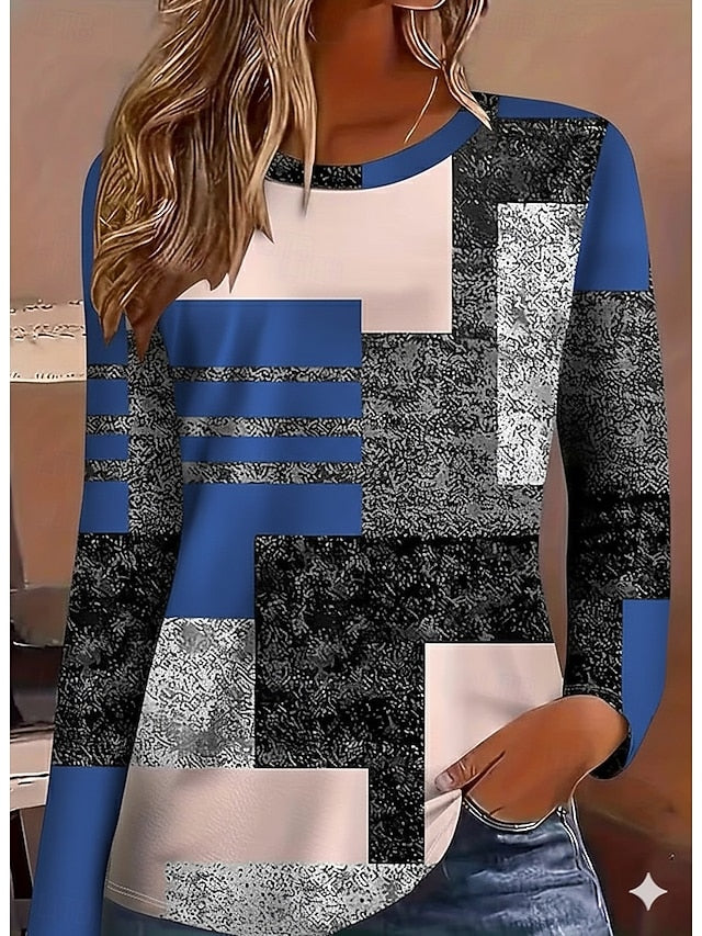 Women's T Shirt Graphic Geometric Fashion Casual Long