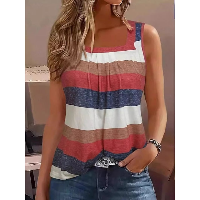 Women's Tank Top Print Striped Fashion Stylish Casual