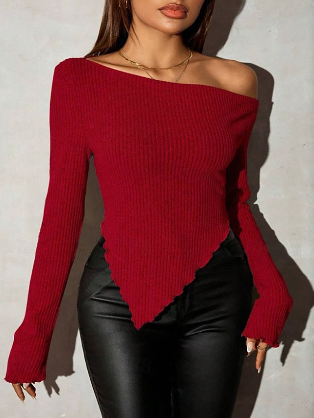 Women's Sweater Pullover Streetwear Sexy Casual Solid Color