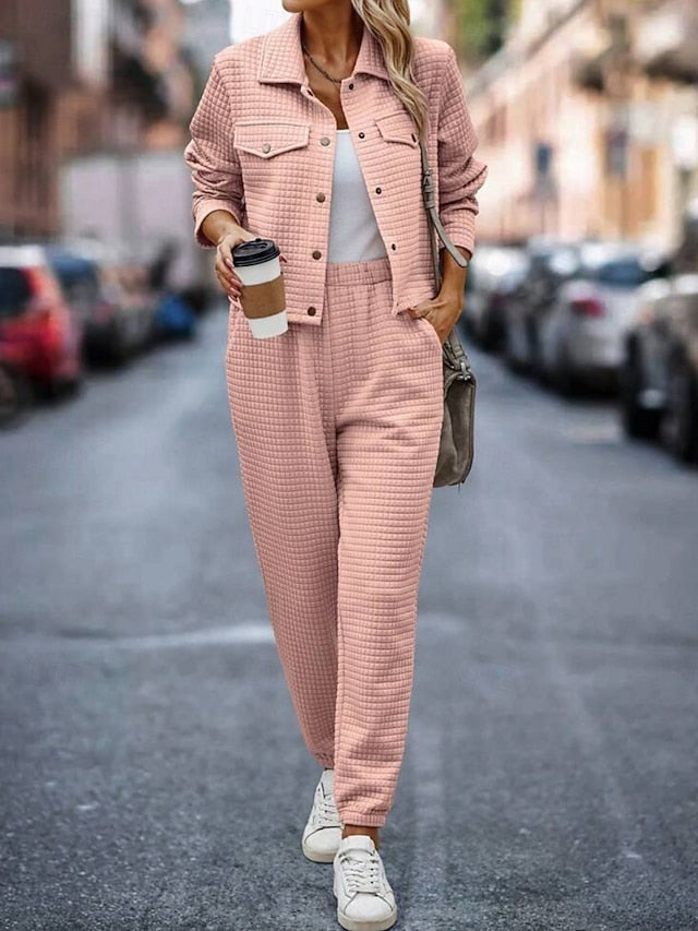 Women's Pants Sets Bolero Top Long Sleeve Shirt Collar