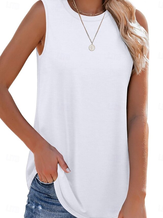 Women's Blouse Print Plain Active Casual Sleeveless Crew