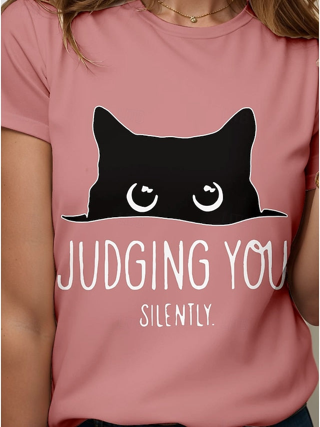 Women's T Shirt Print Graphic Animal Cat Stylish Modern