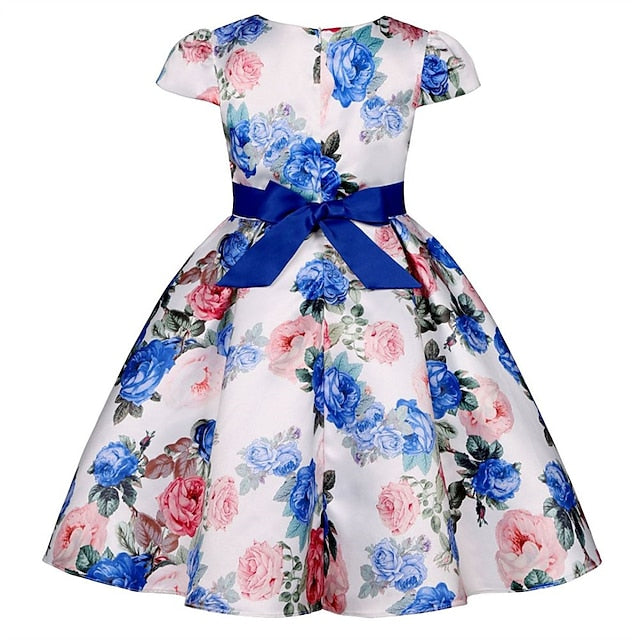 Short Flower Kids Floral Party Sleeve Dress Girls'