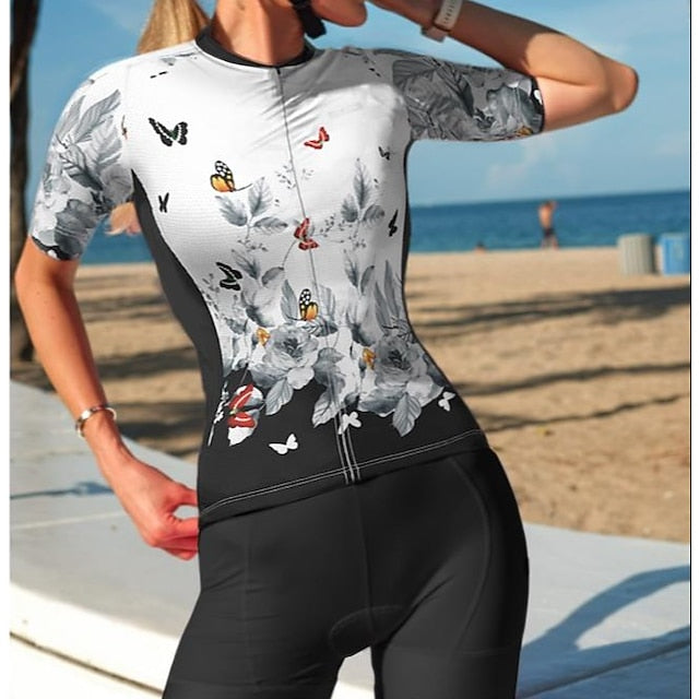 Women's Cycling Jersey Butterfly Floral Botanical Flower