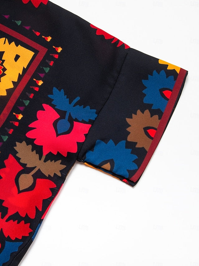 Women's Top Chiffon Floral Print Lapel Ethnic Style Casual