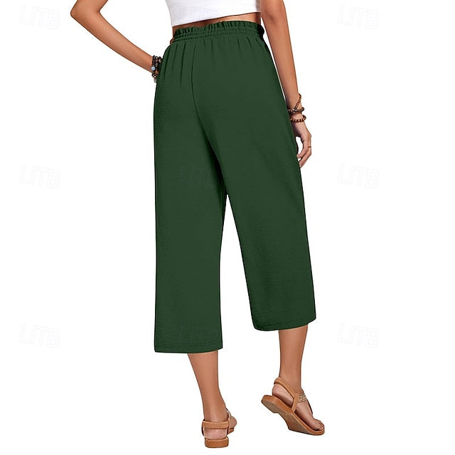 Women's Cotton Linen Pants Wide Leg Chinos Vacation