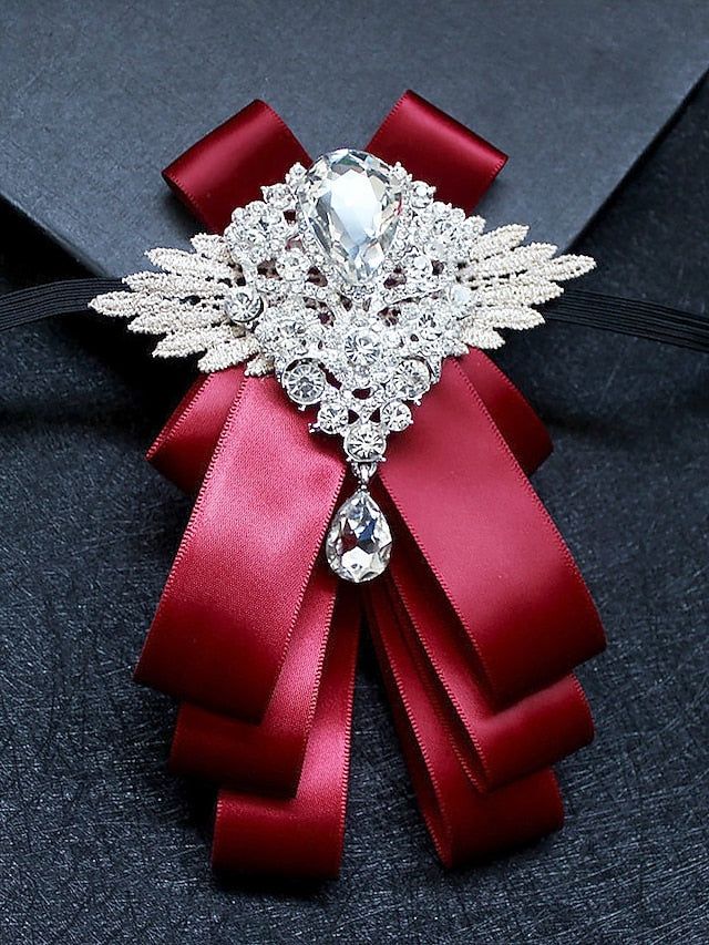 Crystal Ribbon - Luxury Elegant Pin Men's Brooch Tie Bow