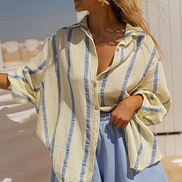 Women's Summer Shirt Casual Shirt Blouse Ruched Buttons