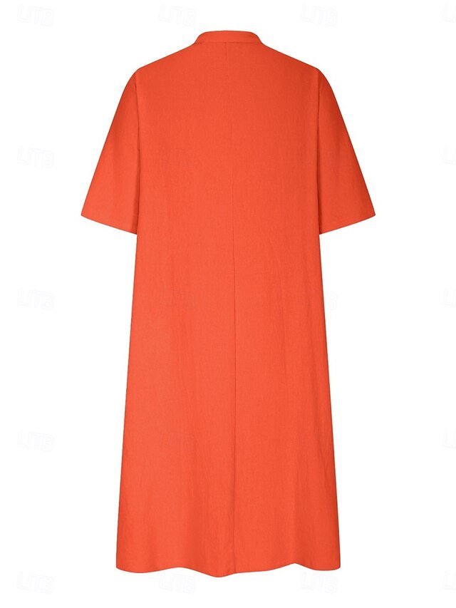 Women's Midi Dress Casual Dress Cotton Linen Dress A Line