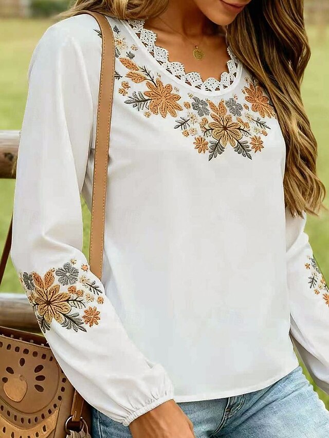Women's Boho Shirt Summer Tops Blouse Ruched Patchwork