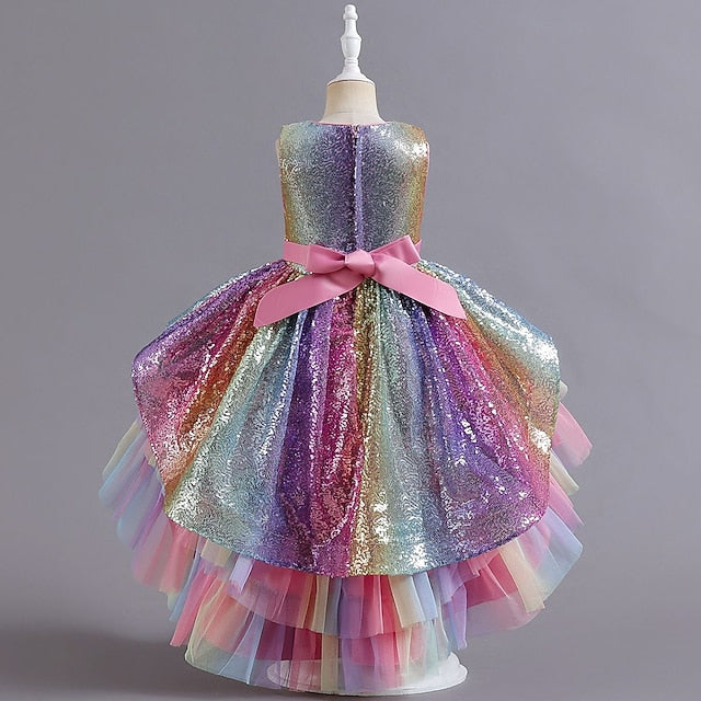 Sleeveless Dress Sequin Kids Wedding Party colour Girls'