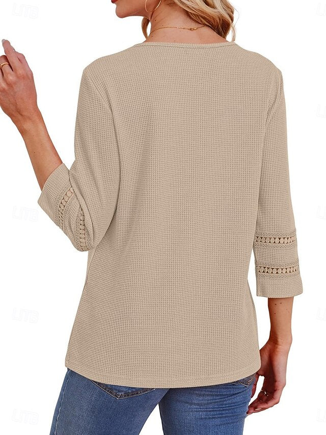 Women's Blouse Lace Patchwork Solid Color Stylish Casual