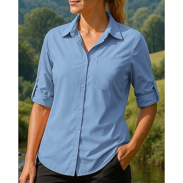 Women's Casual Shirt Hiking top Long Sleeve Turndown Top