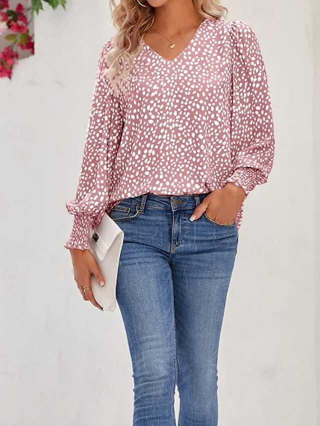 Women's T Shirt Print Floral Casual Long Sleeve V Neck