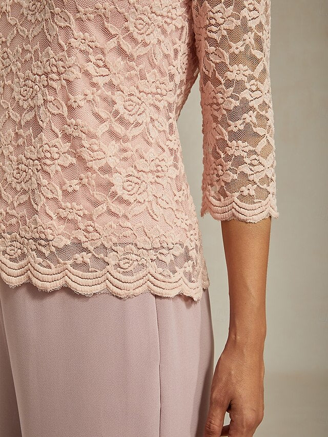 Women's Lace Shirt Blouse Lace Floral Elegant Long Sleeve V
