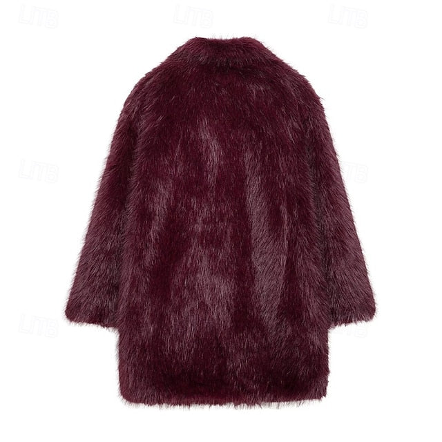 Furs Coat Faux Pocket Comfortable Fur Warm Women's