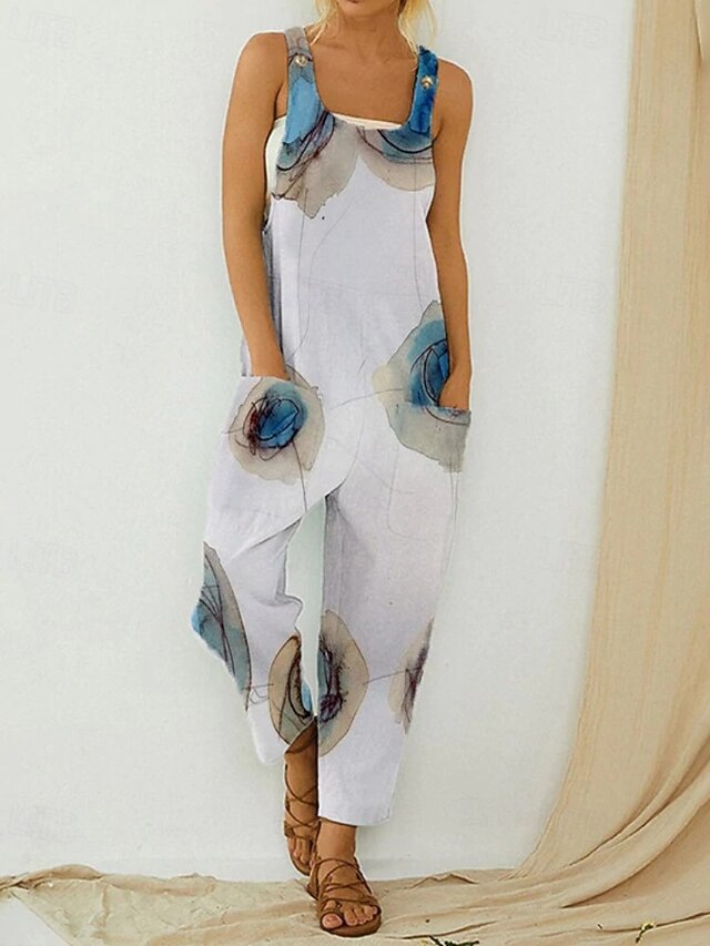 Women's Normal Jumpsuit Streetwear Floral Sleeveless U Neck