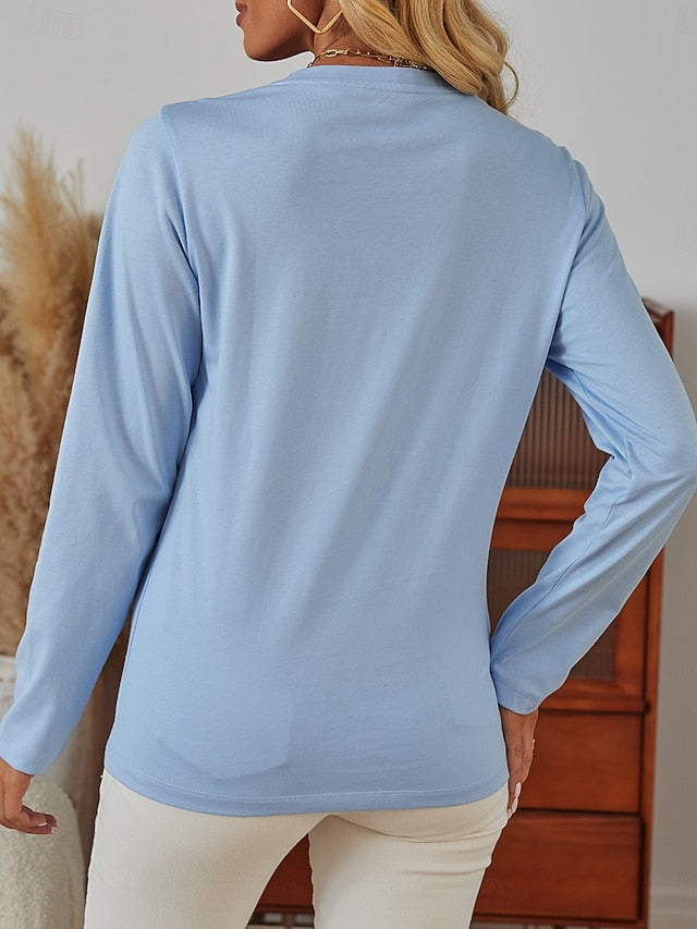 Women's 100% Cotton T shirt Solid Color Tee Daily Weekend