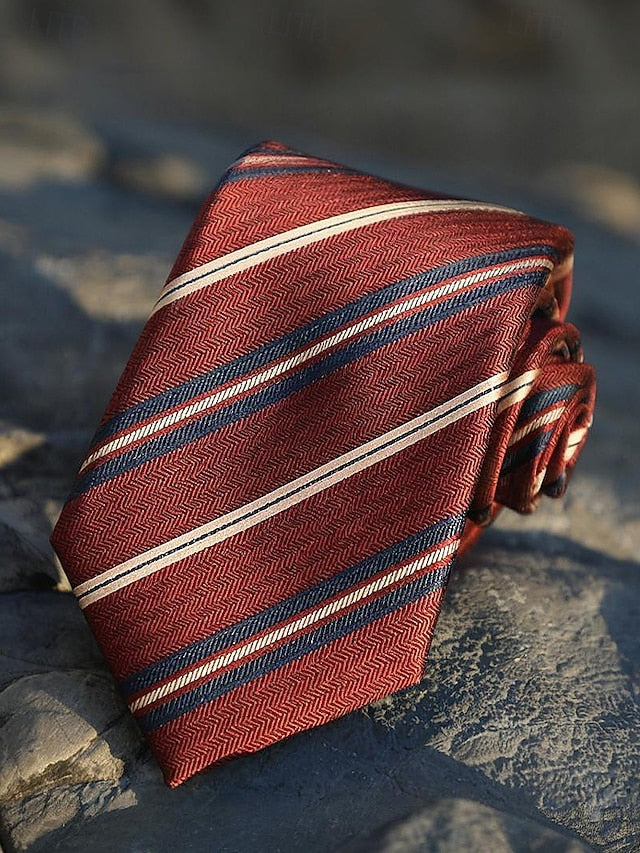 Striped Paisley Necktie and Silk Classic Men's Tie