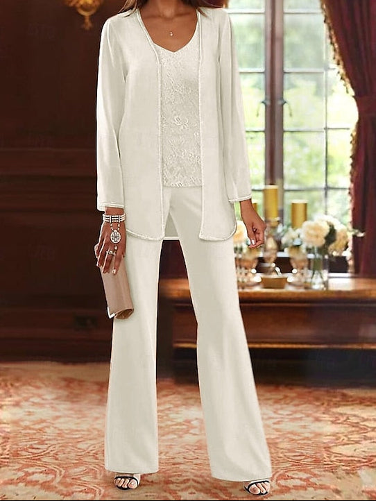 Piece Formal Bride 3 Beach Mother Wedding of the Pantsuit