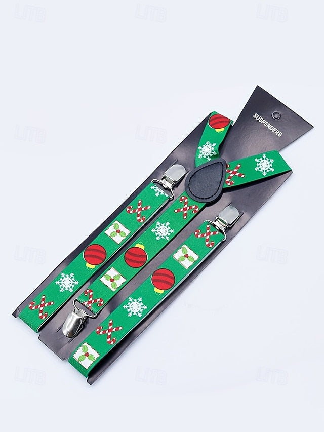 Suspenders Men's Christmas with Snowman