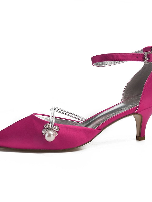 Pearl Blue and Kitten Satin Heels with Dark Women's