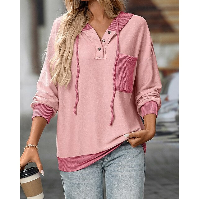 Women's Pullover Sweatshirt Casual Hoodies Drawstring with