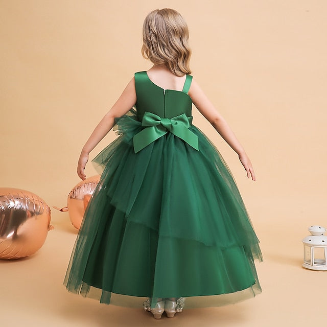 Sleeveless Solid Party Kids Dress Girls' Formal Color
