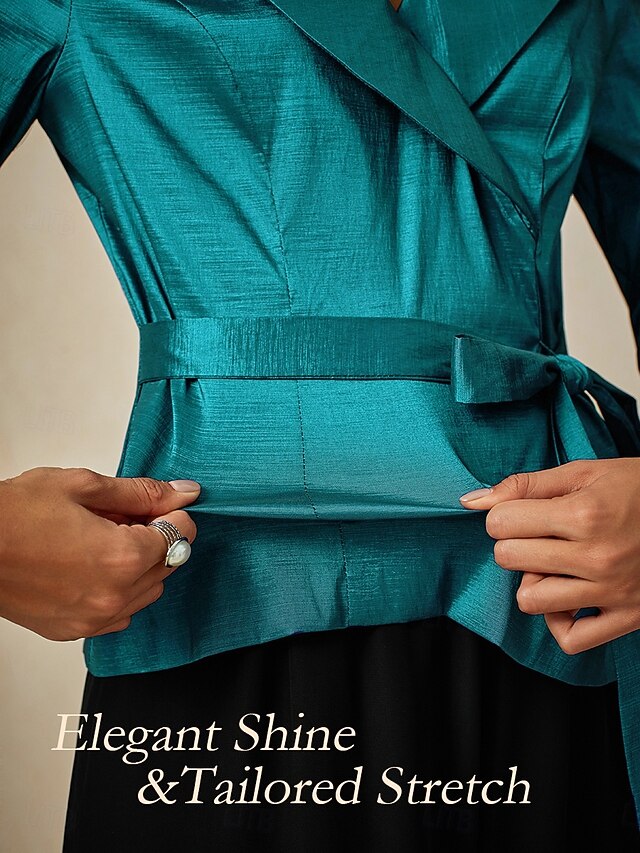 Women's Blouse Evening Tops Tie Front Elegant Metallic