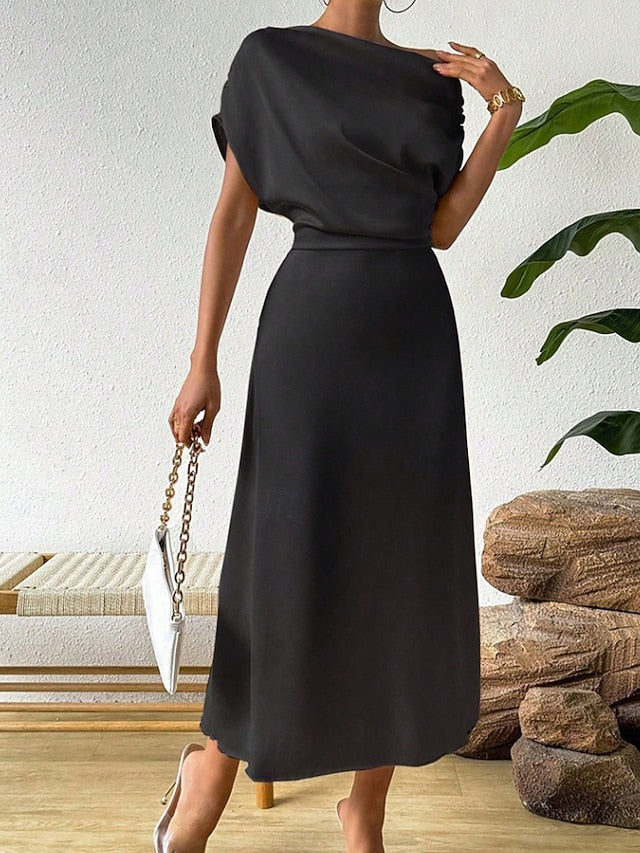 Women's Midi Dress Satin Dress Party Dress Cocktail Dress