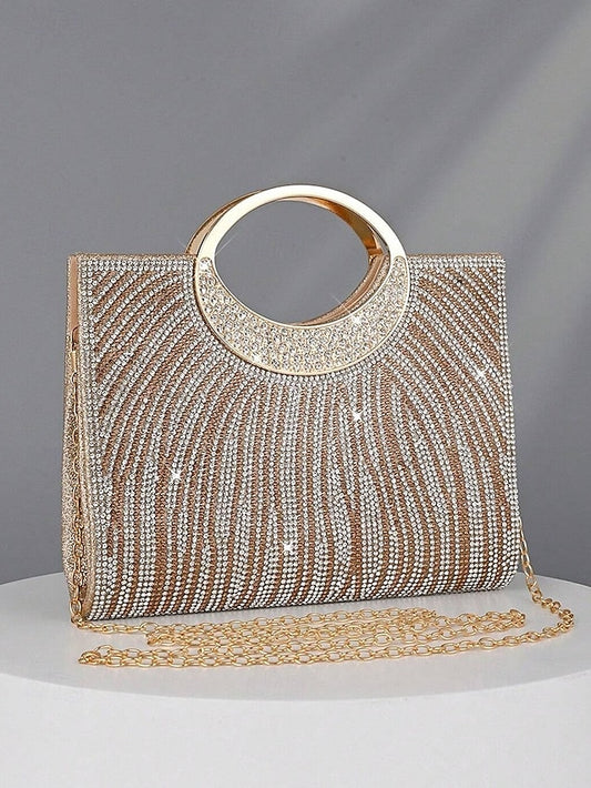 Women's Clutch Bag with – Handle Rhinestone Evening Round